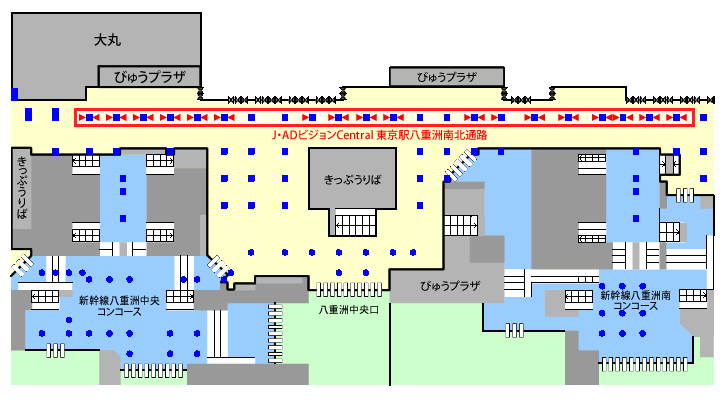 提出位地図 東京駅八重洲南北通路